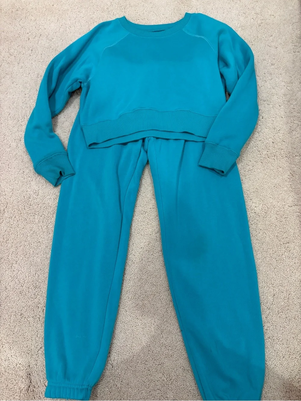 KatieJ NYC Tween Teal Blue Sweatshirt and Dylan Sweat Pants Set, Size Large